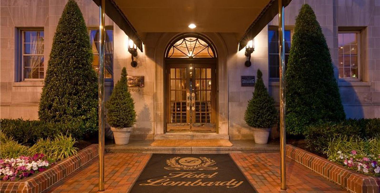 Discover the red brick and limestone façade of the Hotel Lombardy, a landmark Pennsylvania Avenue address.